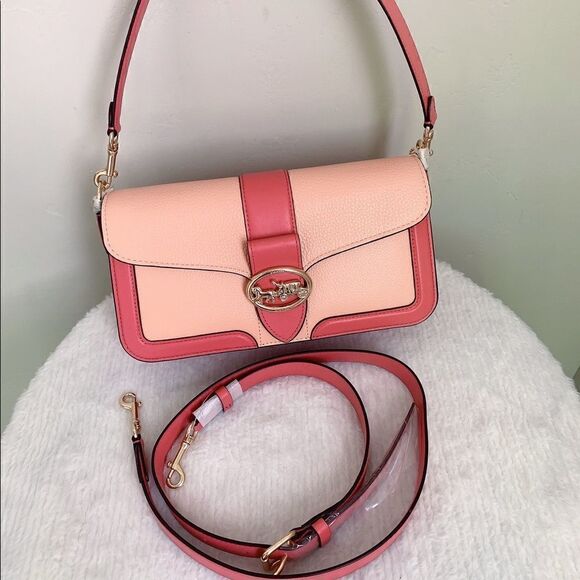 New Coach Genuine Leather Shoulder Bag In Colorblock - Picture 7 of 16